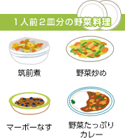 1人前2皿分の野菜料理